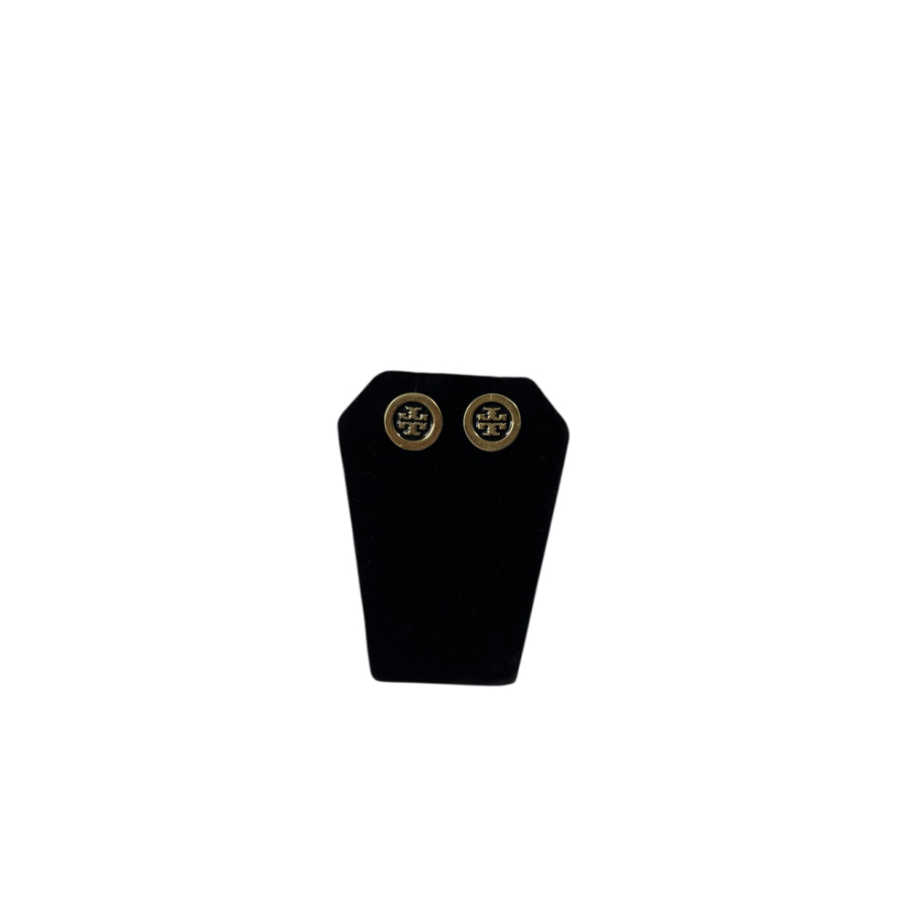 Women's Tory Burch Gold & Black Logo Stud Earrings One Size